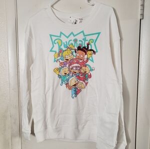 Nickelodeon Rugrats Graphic Holiday Nickelodeon Women's White Sweatshirt Size L